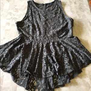 Haute Monde Lace Peplum Top Zippered Back
New Women | Color: Forest Green. XL